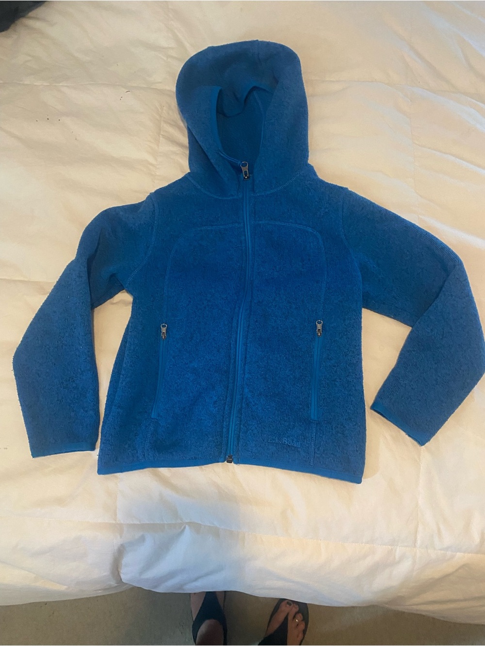 L.L. Bean Kids Hooded Fleece Jacket in Bright Blue